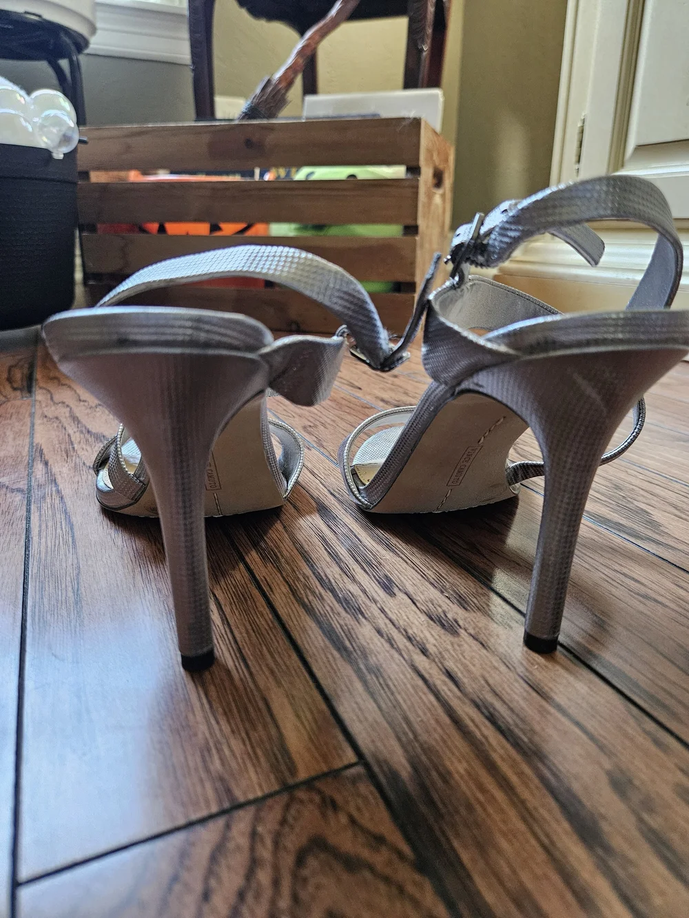 Vince Camuto Metallic Silver Strappy Heeled Sandals
